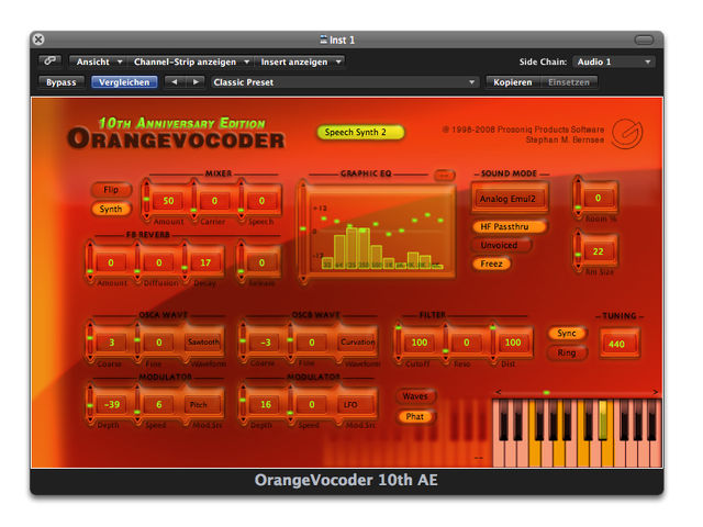 The interface has a predictably orange hue...